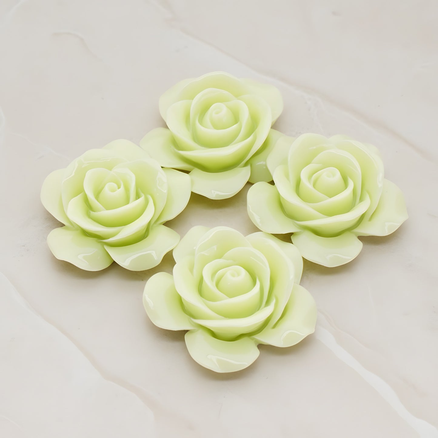 Rose Flower Flat Back Cabochon, 2 Pc (CB.189)