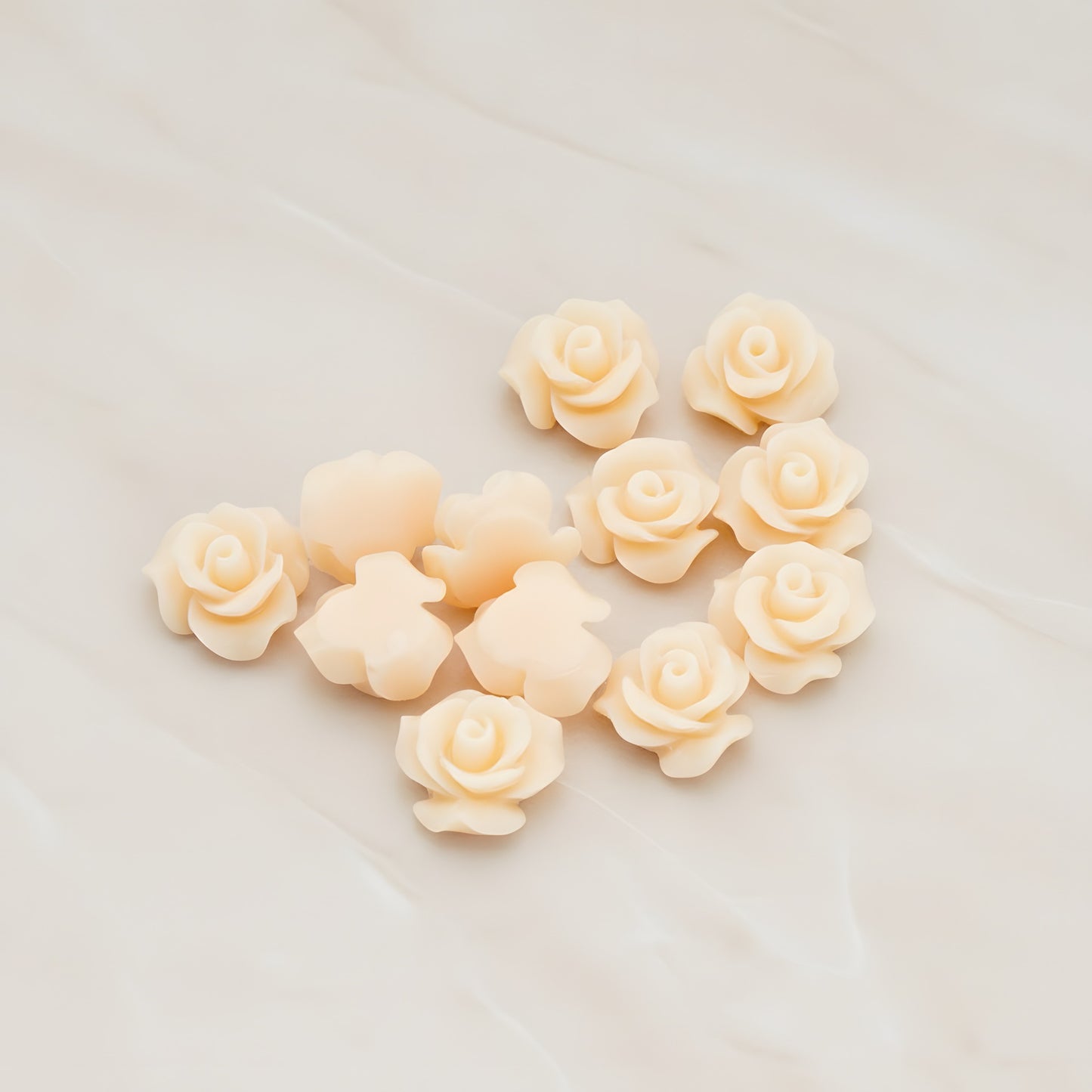 Small Bloom Rose Flower Flat Back Cabochon, 6 Pc (CB.191-01)