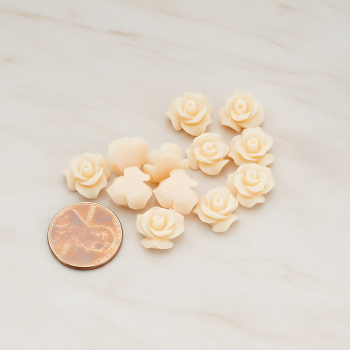 Small Bloom Rose Flower Flat Back Cabochon, 6 Pc (CB.191-01)