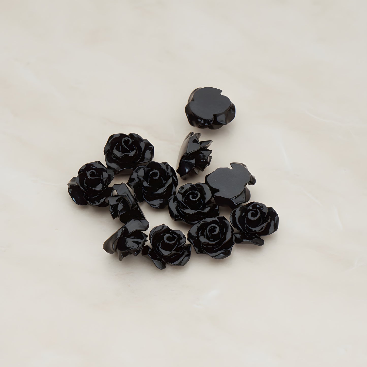 Small Bloom Rose Flower Flat Back Cabochon, 6 Pc (CB.191-01)