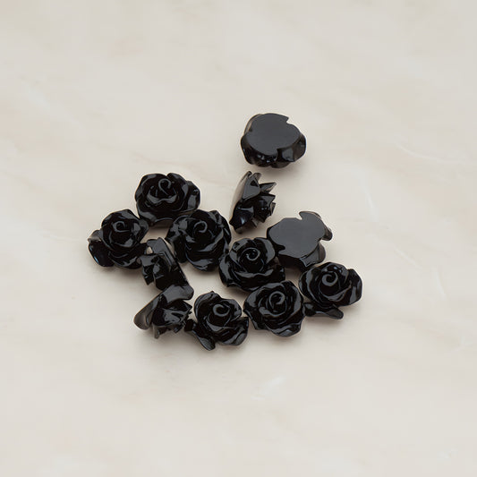 Small Bloom Rose Flower Flat Back Cabochon, 6 Pc (CB.191-01)