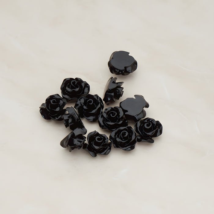 Small Bloom Rose Flower Flat Back Cabochon, 6 Pc (CB.191-01)