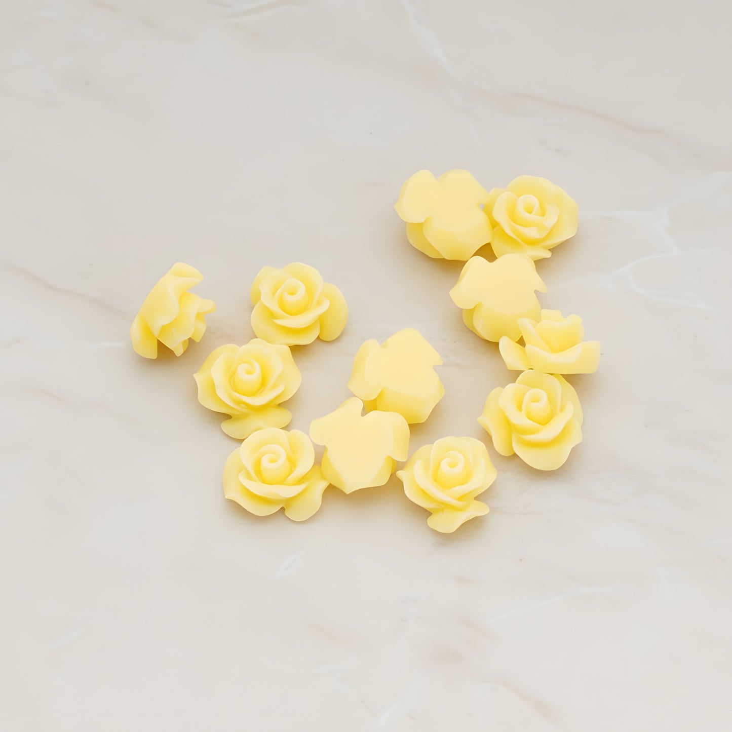 Small Bloom Rose Flower Flat Back Cabochon, 6 Pc (CB.191-01)