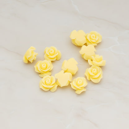 Small Bloom Rose Flower Flat Back Cabochon, 6 Pc (CB.191-01)