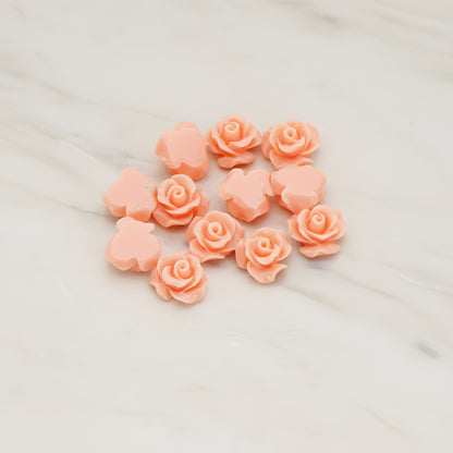 Small Bloom Rose Flower Flat Back Cabochon, 6 Pc (CB.191-01)
