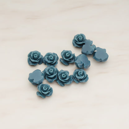 Small Bloom Rose Flower Flat Back Cabochon, 6 Pc (CB.191-01)