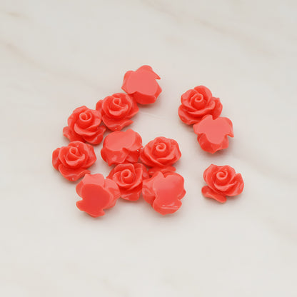 Small Bloom Rose Flower Flat Back Cabochon, 6 Pc (CB.191-01)