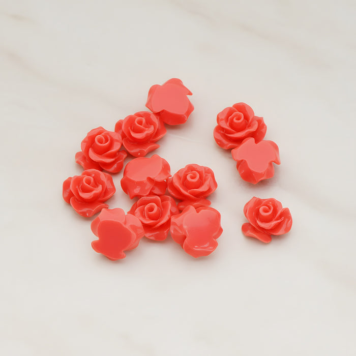 Small Bloom Rose Flower Flat Back Cabochon, 6 Pc (CB.191-01)