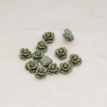 Small Bloom Rose Flower Flat Back Cabochon, 6 Pc (CB.191-01)