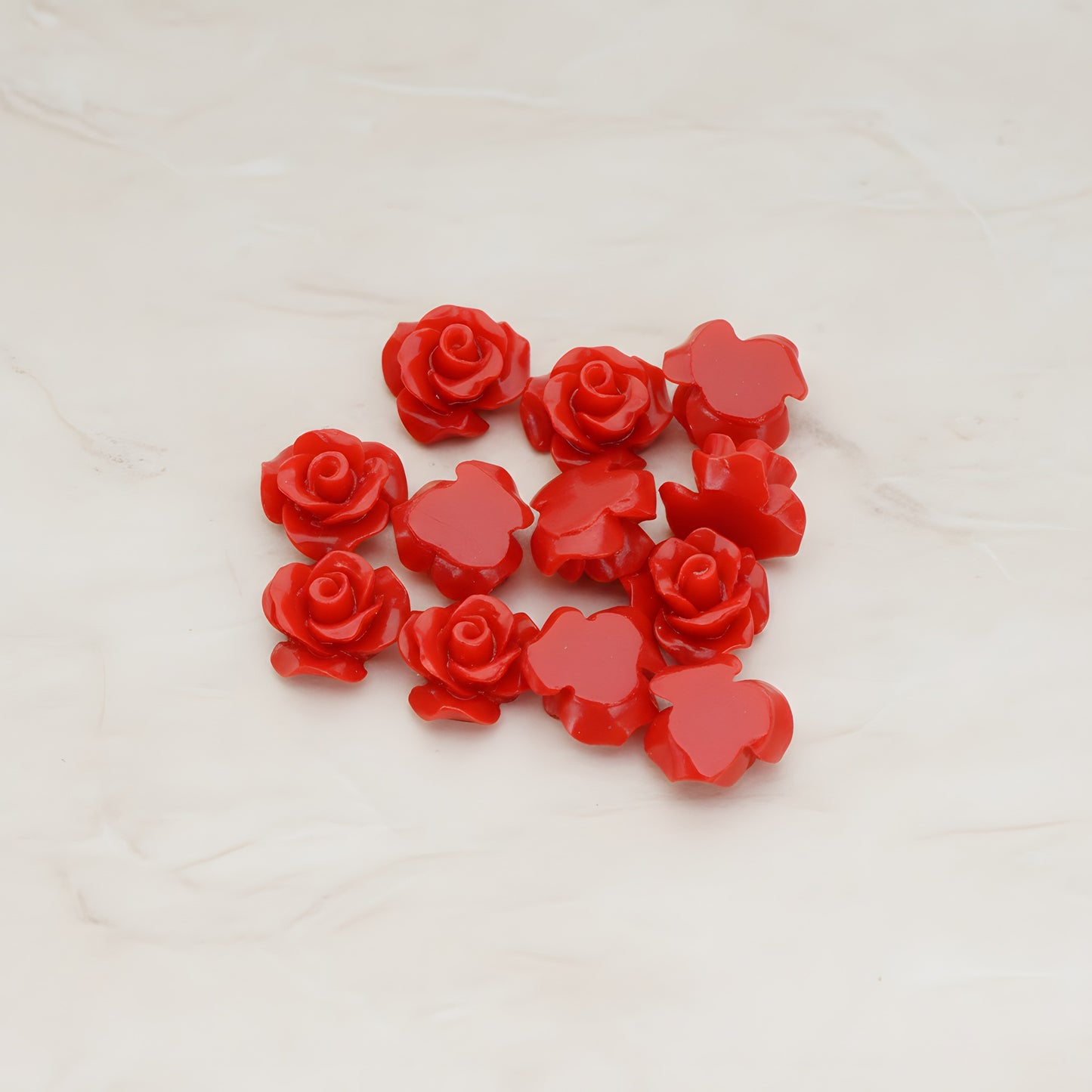 Small Bloom Rose Flower Flat Back Cabochon, 6 Pc (CB.191-01)