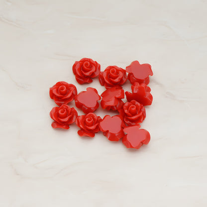 Small Bloom Rose Flower Flat Back Cabochon, 6 Pc (CB.191-01)