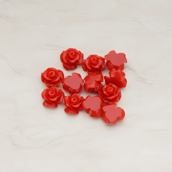 Small Bloom Rose Flower Flat Back Cabochon, 6 Pc (CB.191-01)