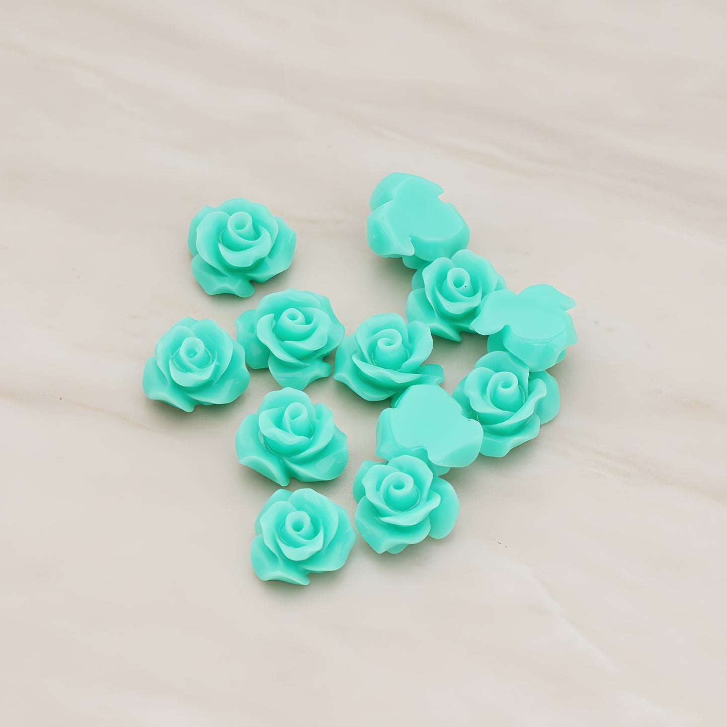 Small Bloom Rose Flower Flat Back Cabochon, 6 Pc (CB.191-01)