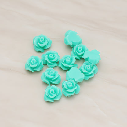 Small Bloom Rose Flower Flat Back Cabochon, 6 Pc (CB.191-01)