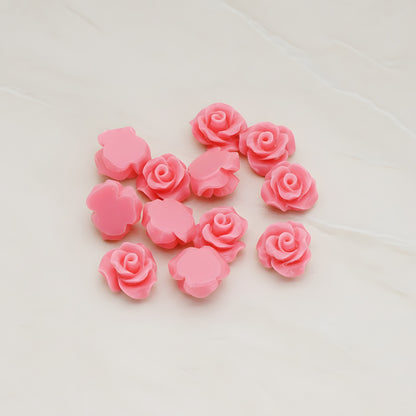 Small Bloom Rose Flower Flat Back Cabochon, 6 Pc (CB.191-01)