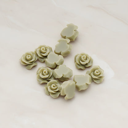 Small Bloom Rose Flower Flat Back Cabochon, 6 Pc (CB.191-01)