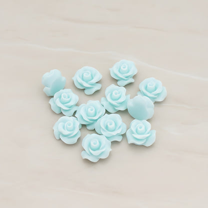 Small Bloom Rose Flower Flat Back Cabochon, 6 Pc (CB.191-01)
