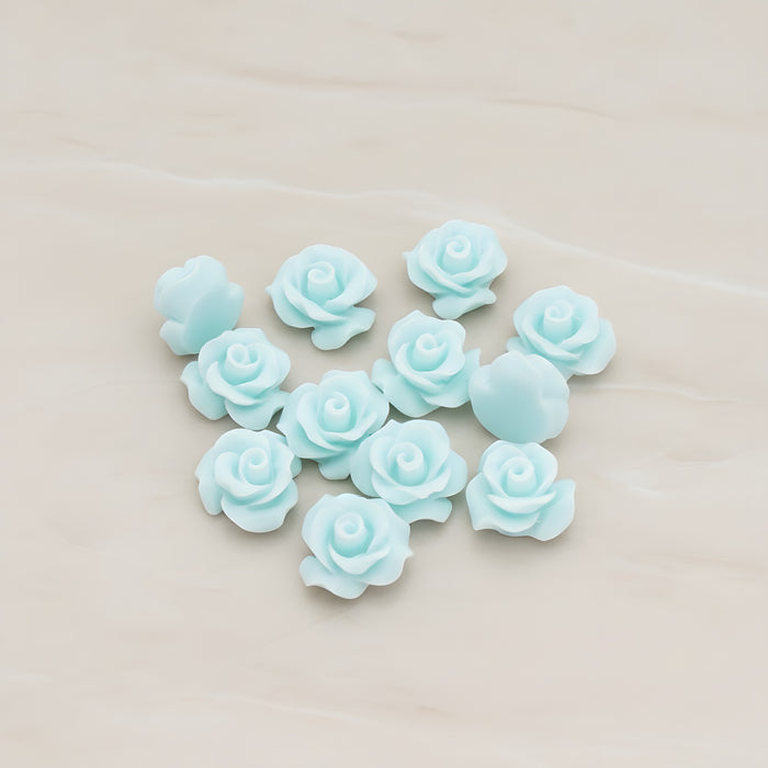Small Bloom Rose Flower Flat Back Cabochon, 6 Pc (CB.191-01)