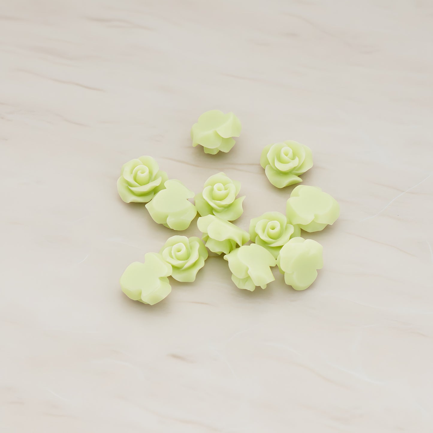 Small Bloom Rose Flower Flat Back Cabochon, 6 Pc (CB.191-01)