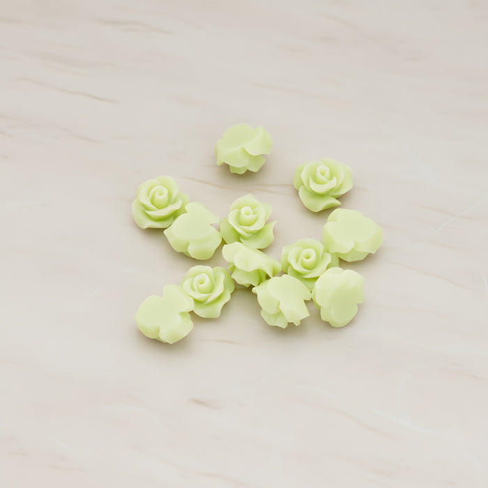 Small Bloom Rose Flower Flat Back Cabochon, 6 Pc (CB.191-01)