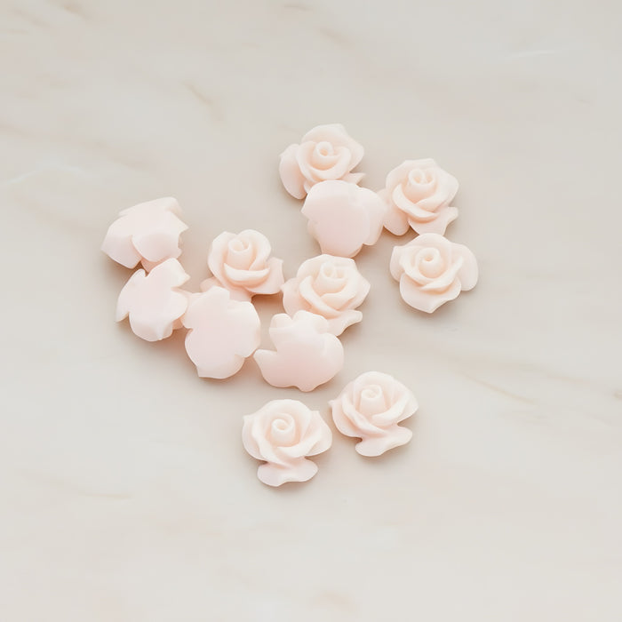 Small Bloom Rose Flower Flat Back Cabochon, 6 Pc (CB.191-01)