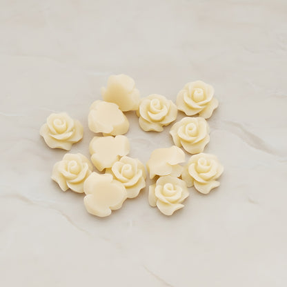 Small Bloom Rose Flower Flat Back Cabochon, 6 Pc (CB.191-01)