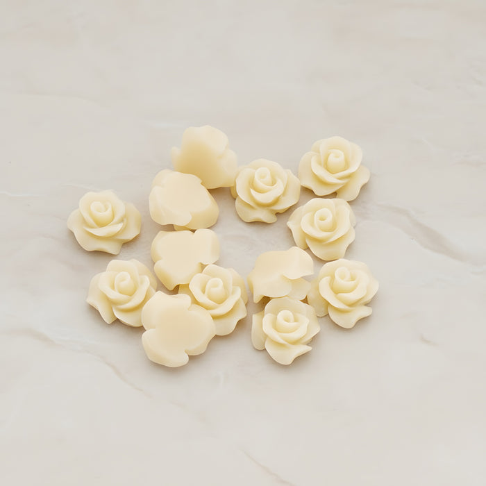 Small Bloom Rose Flower Flat Back Cabochon, 6 Pc (CB.191-01)