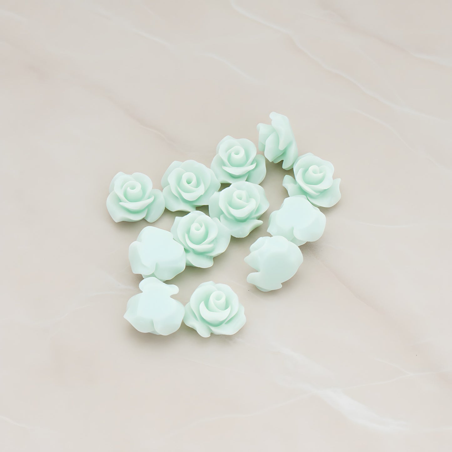 Small Bloom Rose Flower Flat Back Cabochon, 6 Pc (CB.191-01)