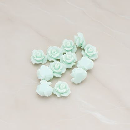 Small Bloom Rose Flower Flat Back Cabochon, 6 Pc (CB.191-01)