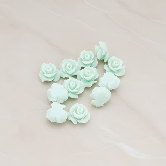 Small Bloom Rose Flower Flat Back Cabochon, 6 Pc (CB.191-01)