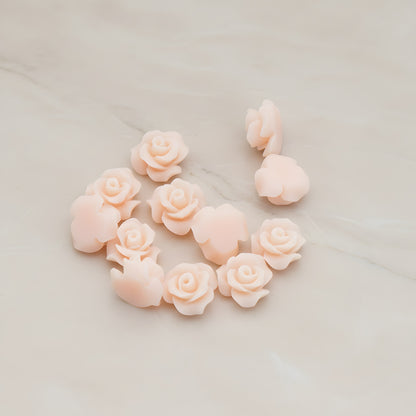Small Bloom Rose Flower Flat Back Cabochon, 6 Pc (CB.191-01)