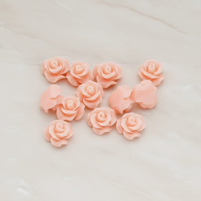 Small Bloom Rose Flower Flat Back Cabochon, 6 Pc (CB.191-01)