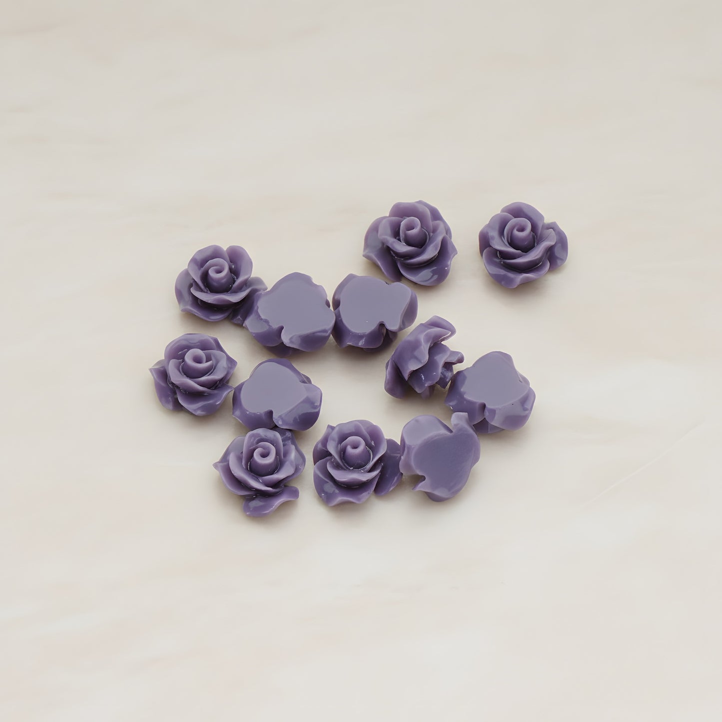 Small Bloom Rose Flower Flat Back Cabochon, 6 Pc (CB.191-01)