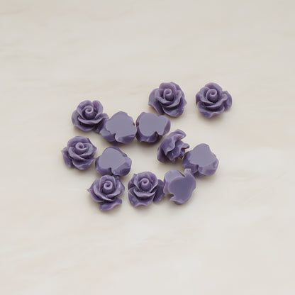 Small Bloom Rose Flower Flat Back Cabochon, 6 Pc (CB.191-01)