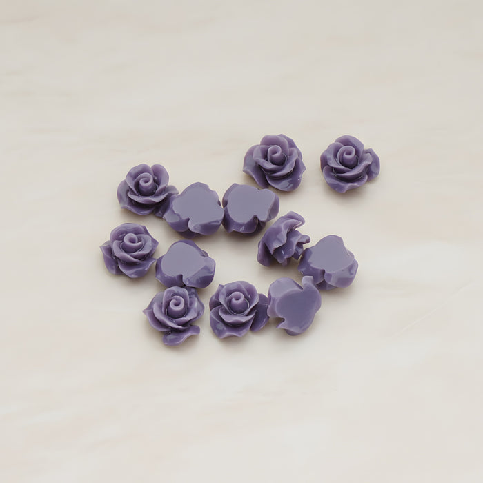 Small Bloom Rose Flower Flat Back Cabochon, 6 Pc (CB.191-01)