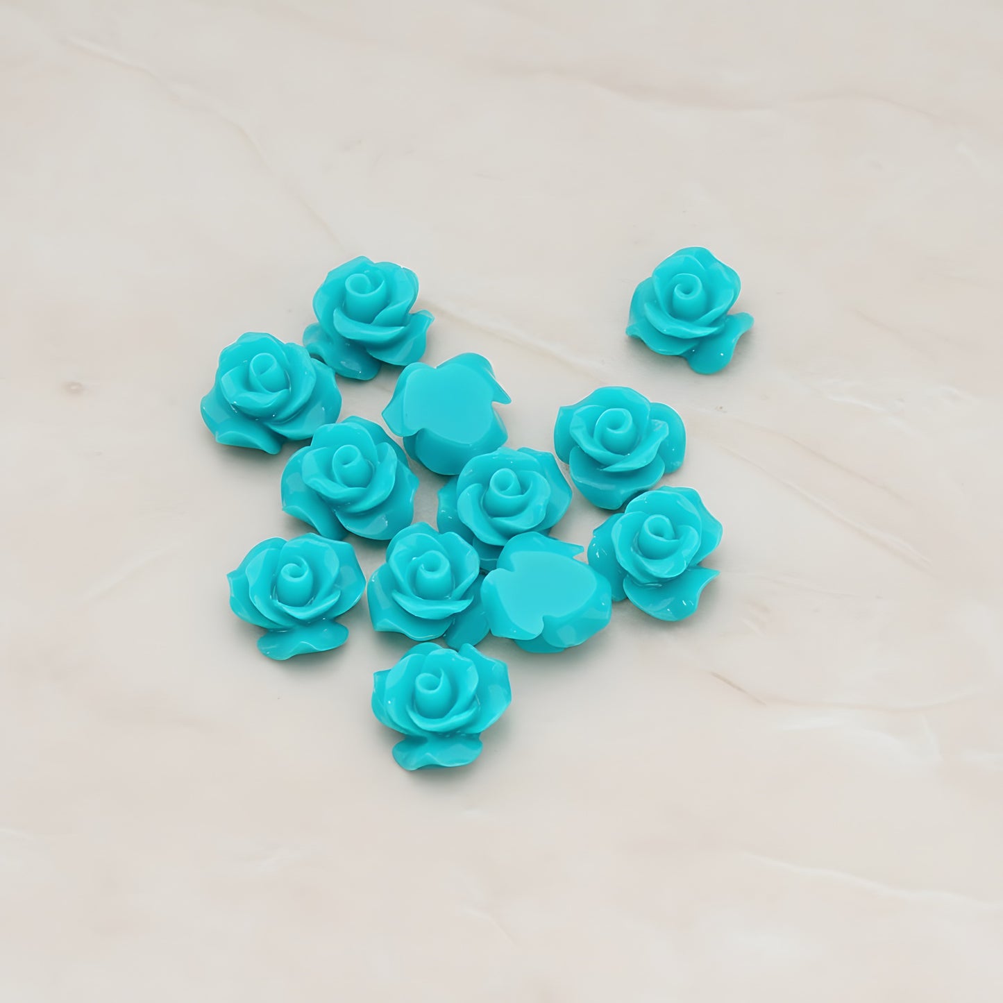 Small Bloom Rose Flower Flat Back Cabochon, 6 Pc (CB.191-01)