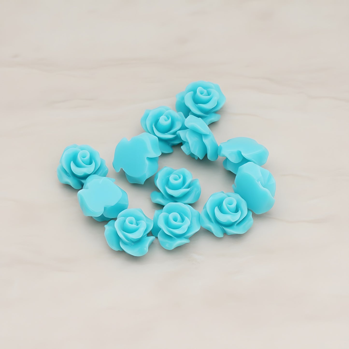 Small Bloom Rose Flower Flat Back Cabochon, 6 Pc (CB.191-01)