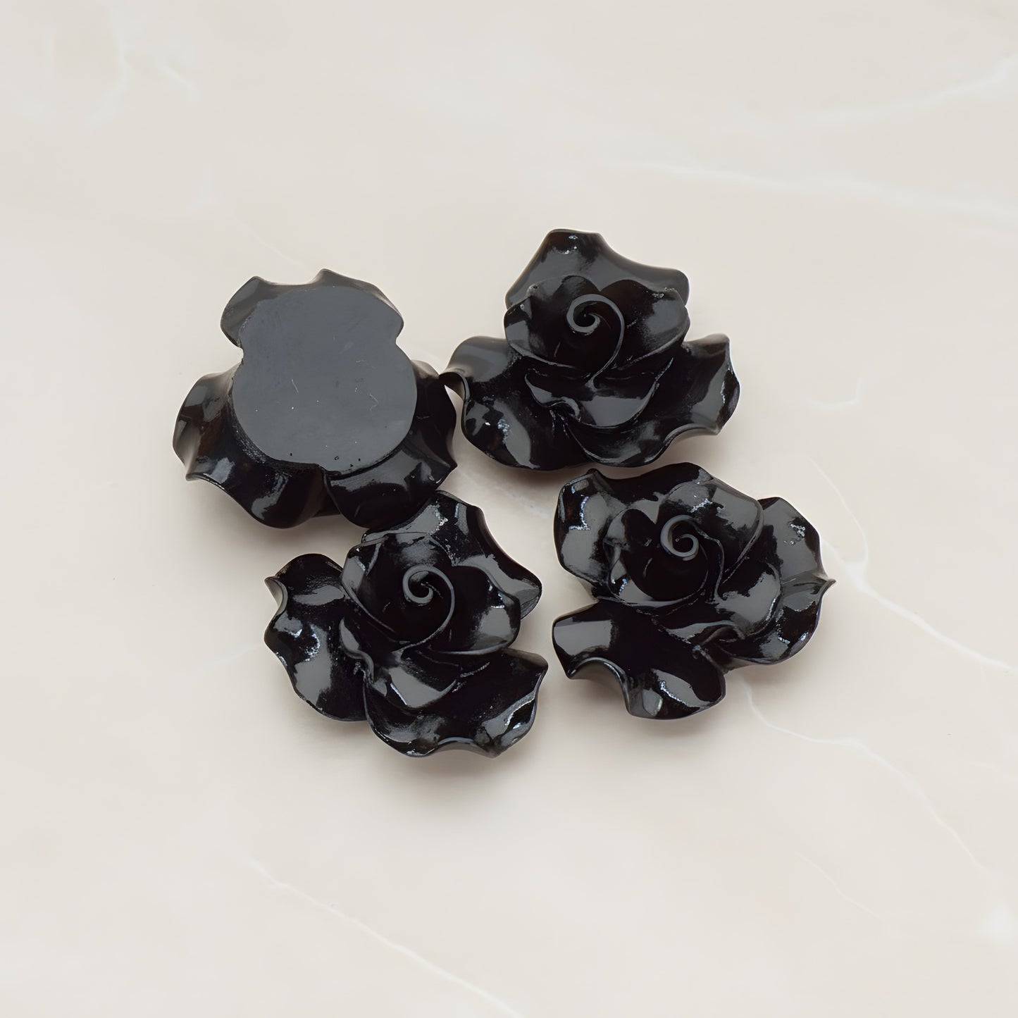 Bloom Rose Flower Flat Back Cabochon, 4 Pc (CB.191)