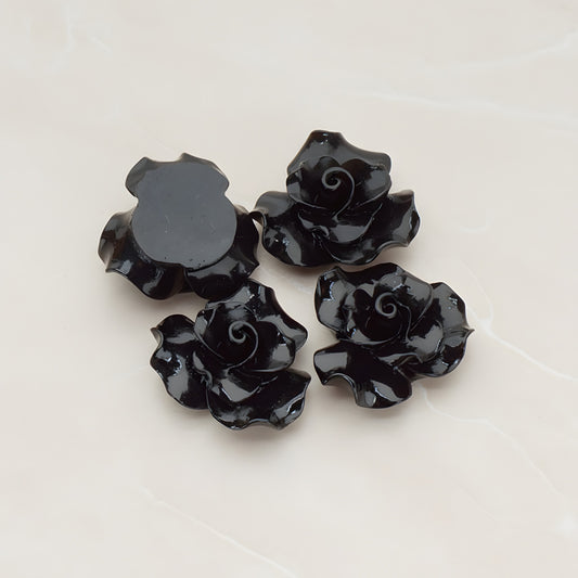 Bloom Rose Flower Flat Back Cabochon, 4 Pc (CB.191)