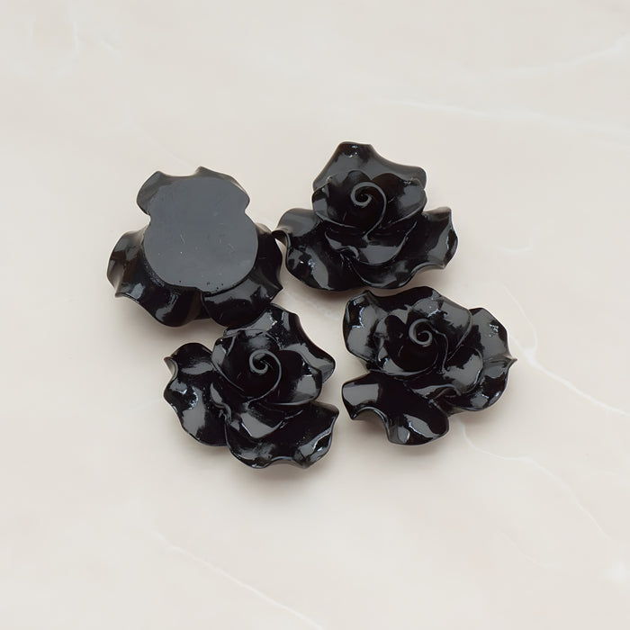 Bloom Rose Flower Flat Back Cabochon, 4 Pc (CB.191)