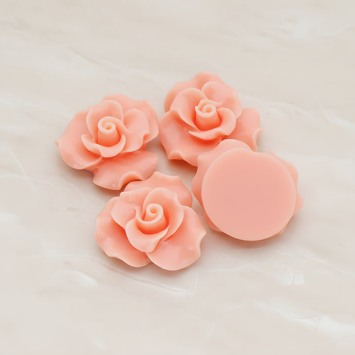 Bloom Rose Flower Flat Back Cabochon, 4 Pc (CB.191)