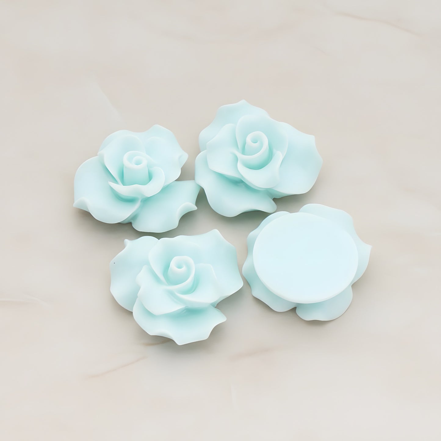 Bloom Rose Flower Flat Back Cabochon, 4 Pc (CB.191)