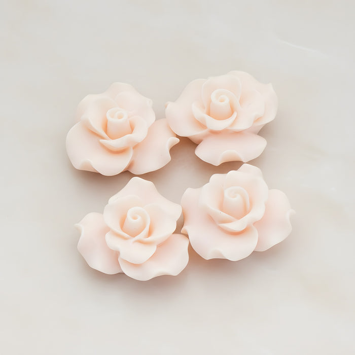Bloom Rose Flower Flat Back Cabochon, 4 Pc (CB.191)