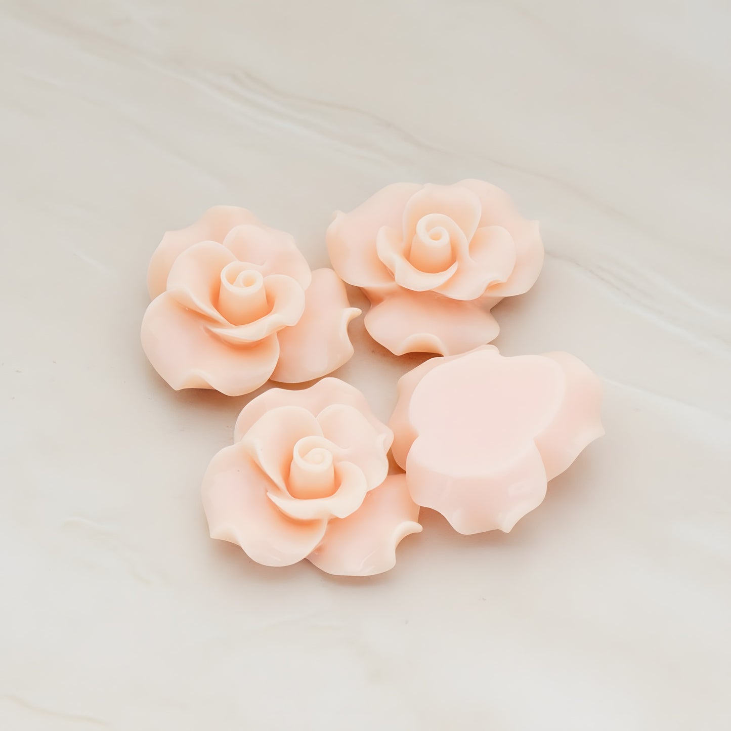 Bloom Rose Flower Flat Back Cabochon, 4 Pc (CB.191)