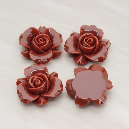 Rose Flower Flat Back Cabochon, 4 Pc (CB.200-01)