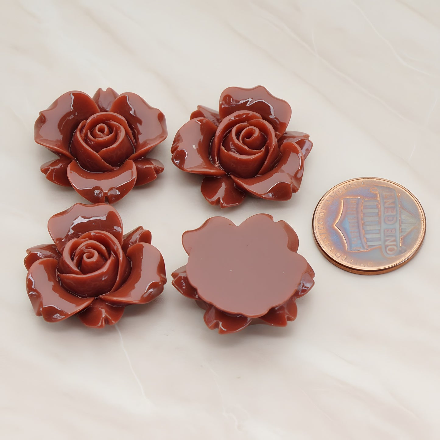 Rose Flower Flat Back Cabochon, 4 Pc (CB.200-01)