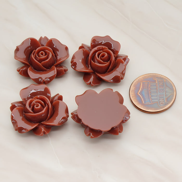 Rose Flower Flat Back Cabochon, 4 Pc (CB.200-01)