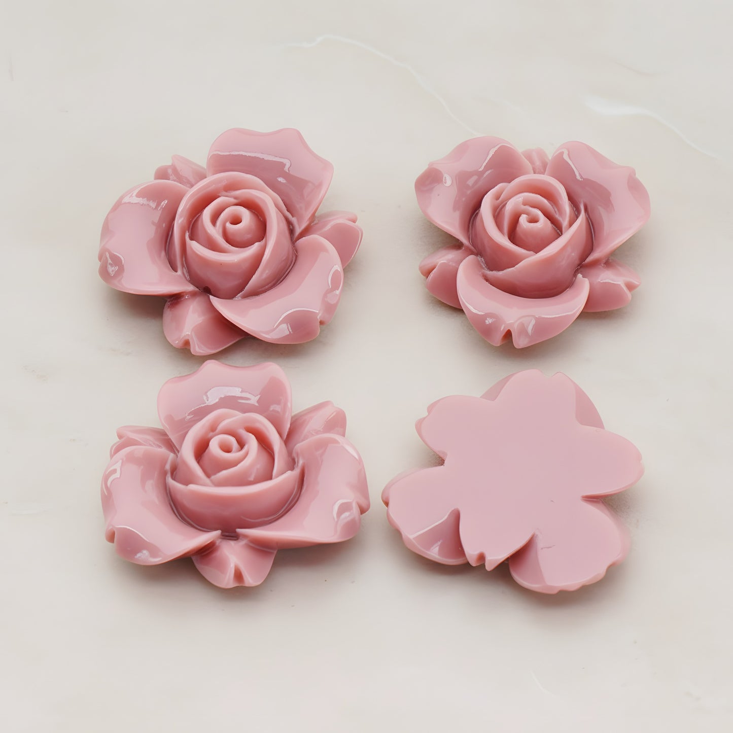 Rose Flower Flat Back Cabochon, 4 Pc (CB.200-01)