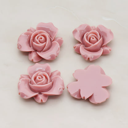 Rose Flower Flat Back Cabochon, 4 Pc (CB.200-01)