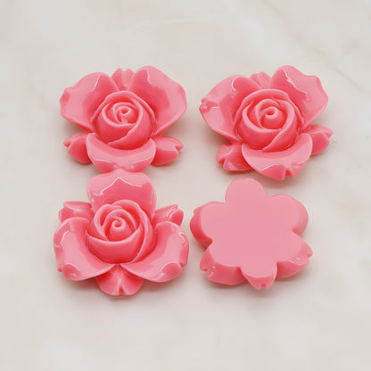 Rose Flower Flat Back Cabochon, 4 Pc (CB.200-01)